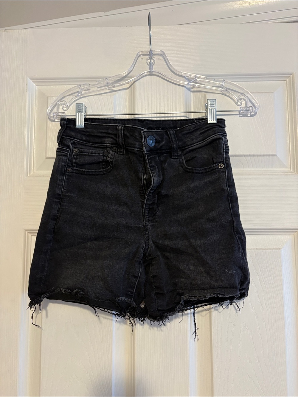 American Eagle Outfitters Black High-Rise Cutoff Denim Shorts
